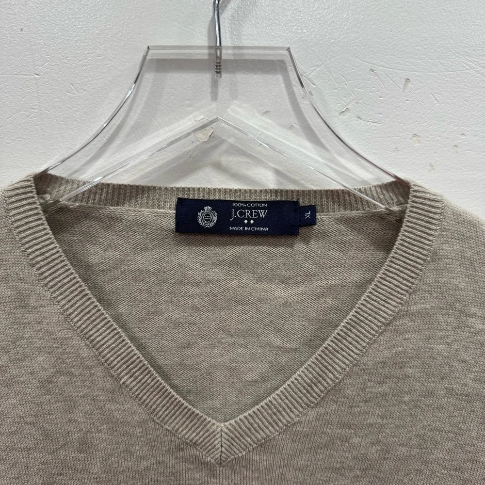 J. Crew V-Neck Cotton Lightweight Sweater Tan XL Classic Fall
